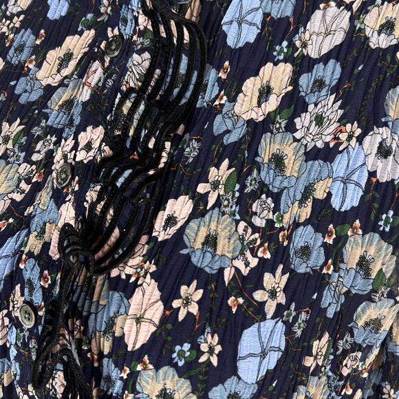 Tory Burch dress size 2 midi floral lagenlook ruffle sheer mock neck feminine - Picture 9 of 16